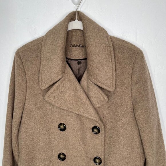 Calvin Klein Light Brown Wool Cashmere Blend Coat Jacket Blazer Size 8 - Picture 2 of 12